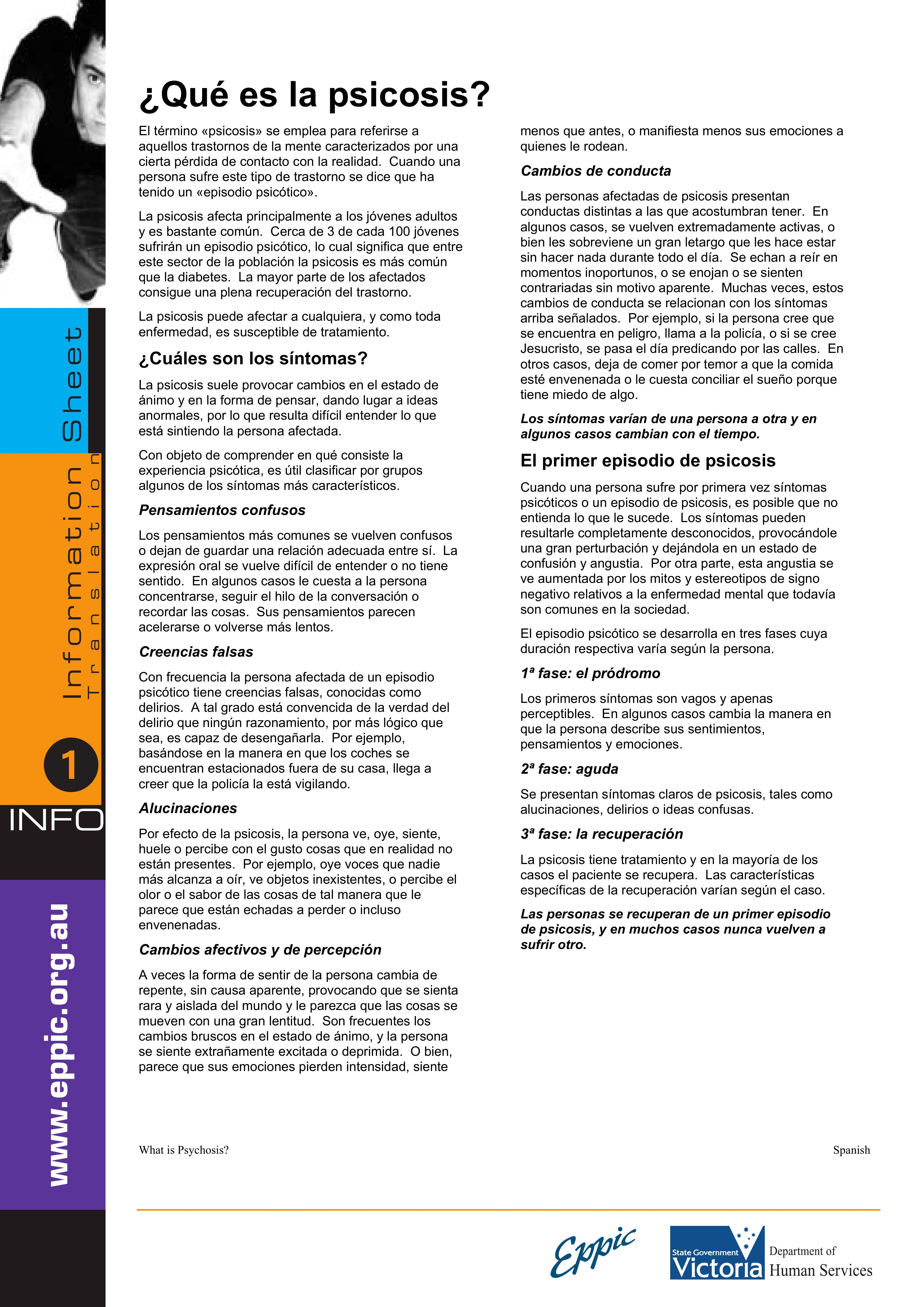 Folleto informativo (Information sheet, Spanish)