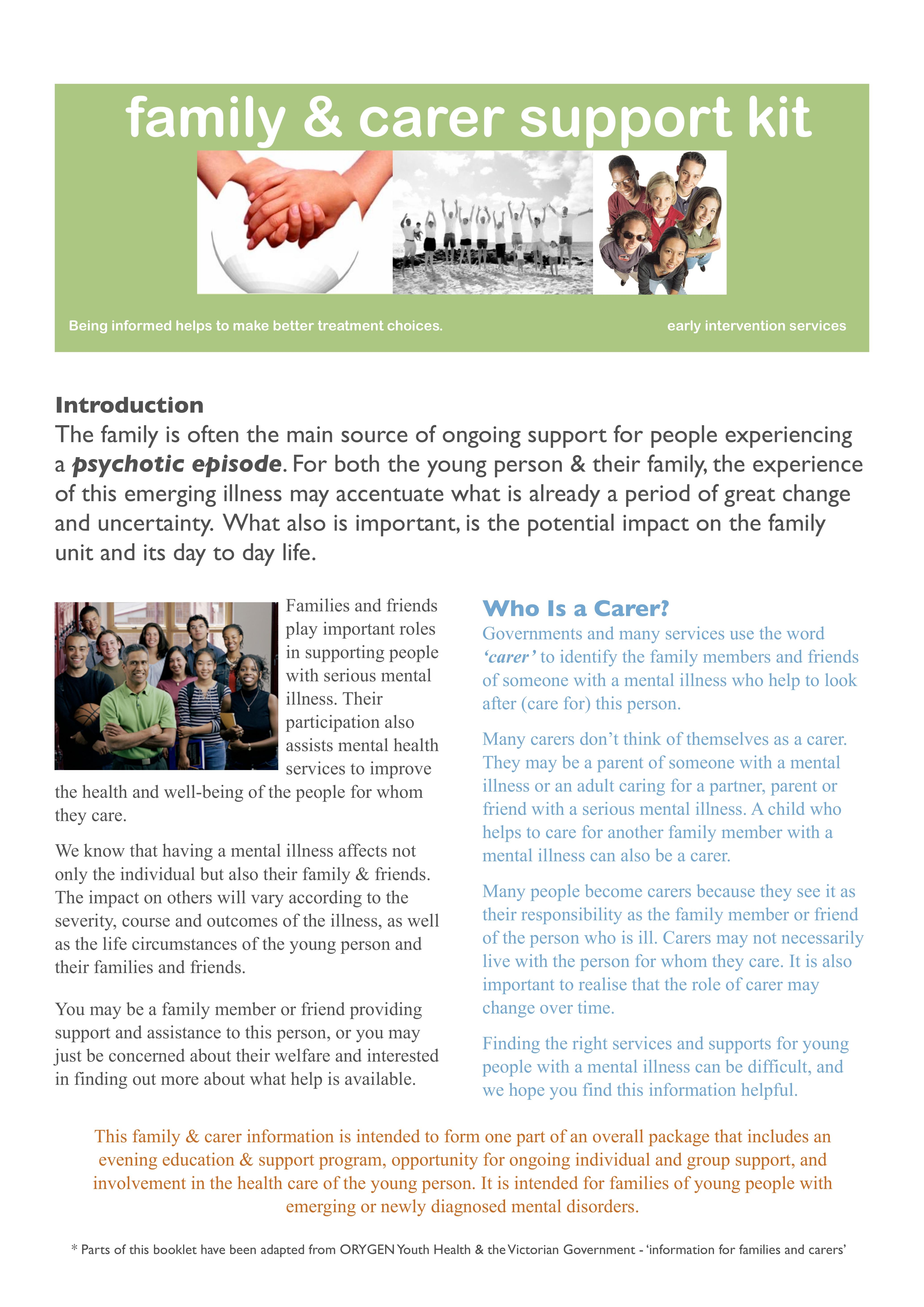 Family and carer support kit